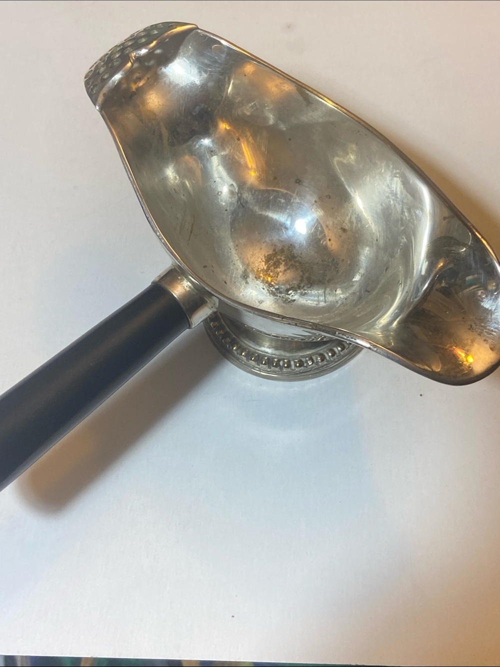 Towle Silversmiths Footed Saucer/Gravy Boat w/Server Strainer & Black Handle МA